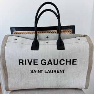 Yves Saint Laurent YSL Rive Gauche Beige and Black Tote